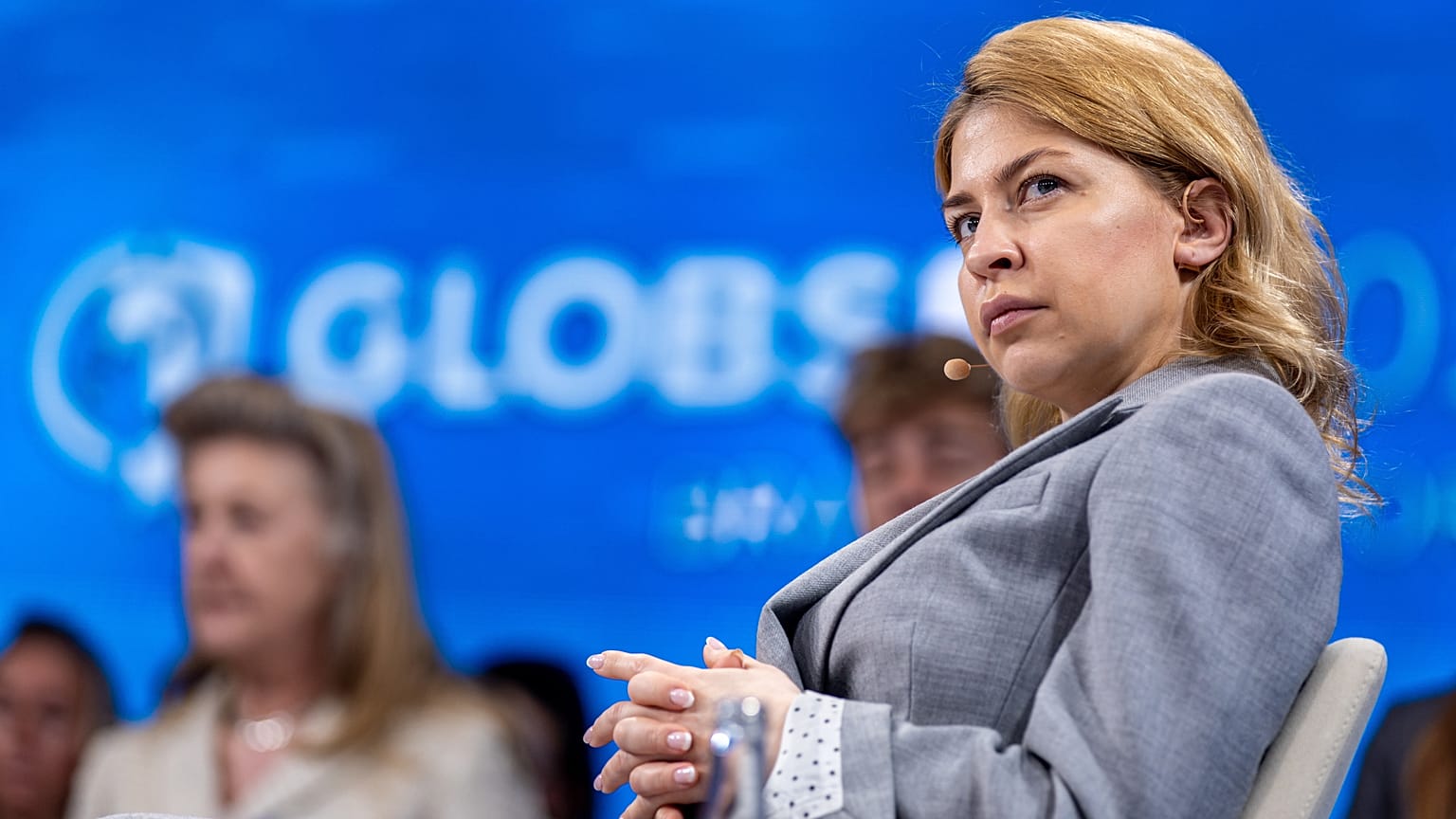 Olha Sztefanyisina ukrán miniszterelnök-helyettes a Globsec kül- és biztonságpolitikai fórumon Pozsonyban 2023. május 31-én.