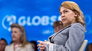 Olha Sztefanyisina ukrán miniszterelnök-helyettes a Globsec kül- és biztonságpolitikai fórumon Pozsonyban 2023. május 31-én.