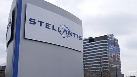 The Stellantis sign appears outside the Chrysler Technology Center, Jan. 19, 2021, in Auburn Hills, Michigan.