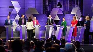 Führende Parteimitglieder nehmen an der BBC-Wahldebatte im Broadcasting House teil, 7. Juni 2024