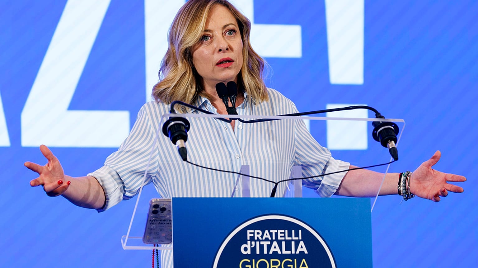 Giorgia Meloni parla dopo le elezioni europee 2024