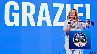 Джорджа Мелони комментирует результаты выборов в Европарламент на пресс-конференции в штаб-квартире партии "Братья Италии" в Риме, 10 июня 2024 г.