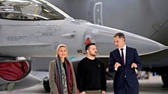 Belgium's Prime Minister and Belgium's Defense Minister, with Ukraine's President Volodymyr Zelenskyy
