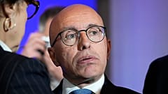 Les Republicains leader Eric Ciotti attends a media conference as in Paris, 14 March 2022