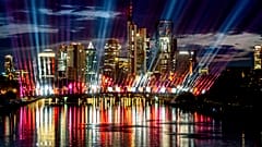 Lichtershow für die EM 2024 in Frankfurt am Main.