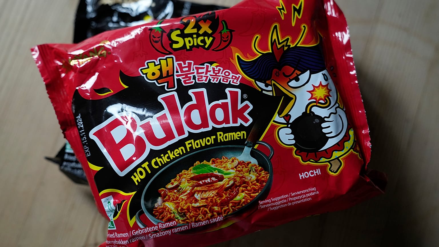 In this photo illustration two packets of Samyang noodles are pictured in London, 12 June 2024