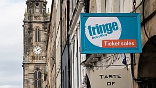 A view of the Edinburgh Fringe shop and ticket office on Edinburgh's Royal Mile, in Edinburgh, Scotland, Wednesday April 1, 2020