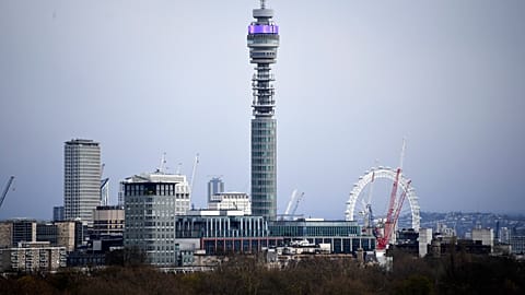 BT tower photographed from Primrose Hill in London