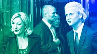 European far-right politicians Dutchman Geert Wilders and France's Marine Le Pen pose for photographers in The Hague, November 2013