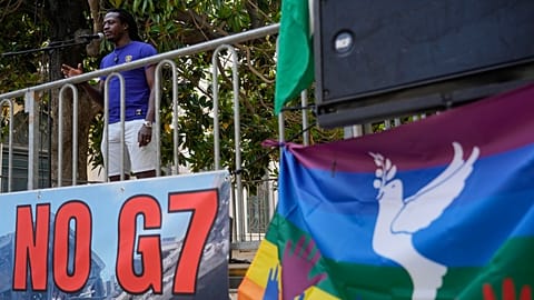 La protesta contro il G7 a Brindisi, 13 giugno 2024