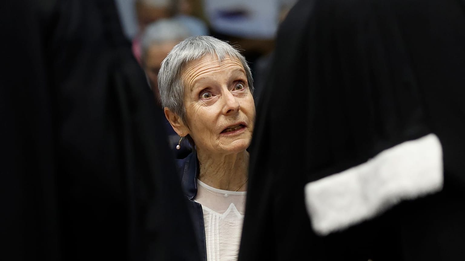 Switzerland's Anne Mahrer, former National Councilor of the Green Party and co-president of KlimaSeniorinnen, attends a hearing at the ECHR in March 2023.