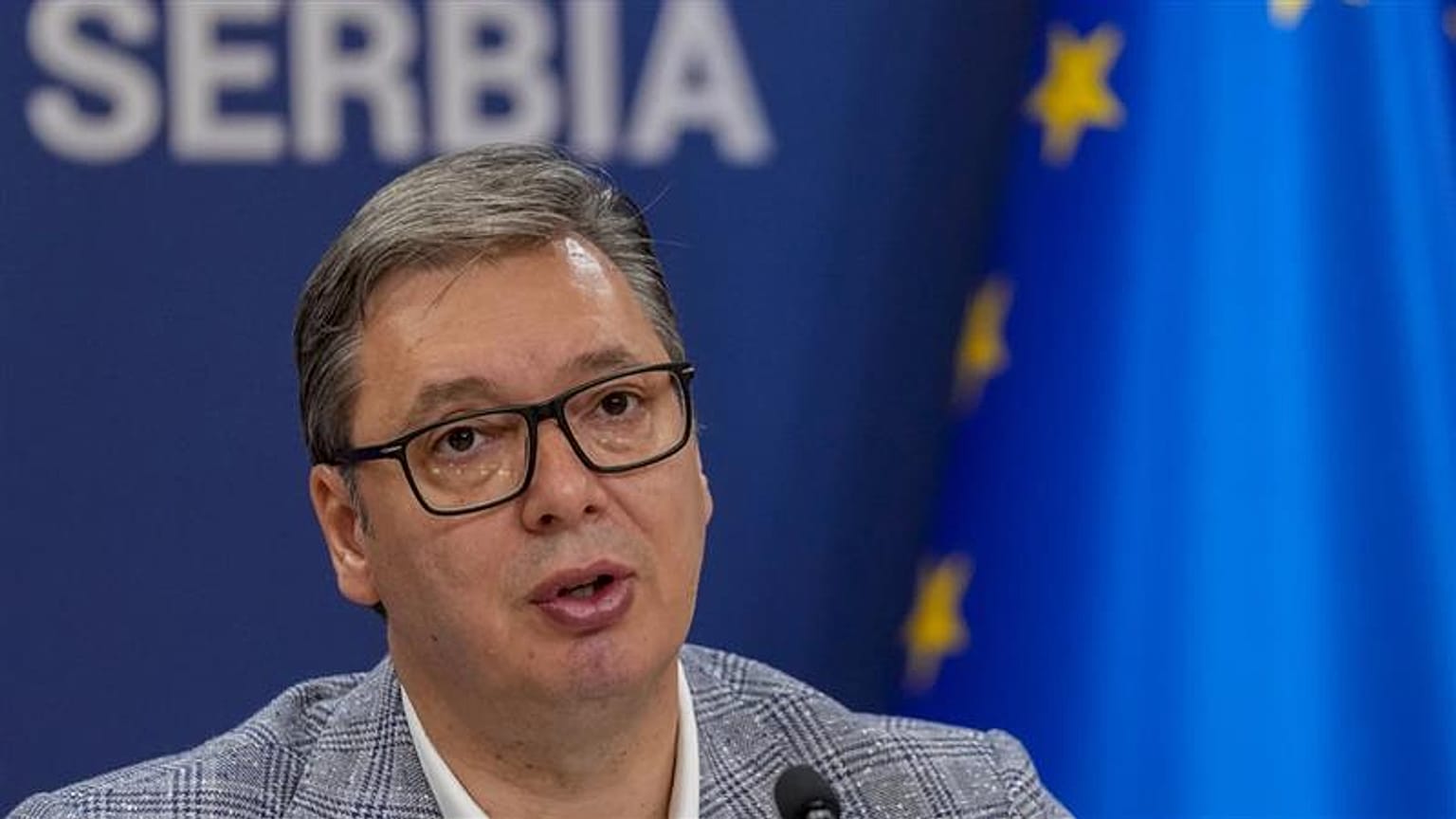 Sırbistan Cumhurbaşkanı Aleksandar Vucic, Belgrad, Sırbistan, Salı, 18 Ağustos 2023. 