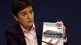 L'ex primo ministro serbo Ana Brnabic durante una conferenza stampa sulla miniera di Jadar (20 gennaio 2022).