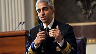 US Surgeon General Dr Vivek Murthy speaks during an event on the White House complex in Washington.