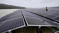 Solar panels are installed at a floating photovoltaic plant on a lake in Haltern. - Copyright AP Photo/Martin Meissner, File