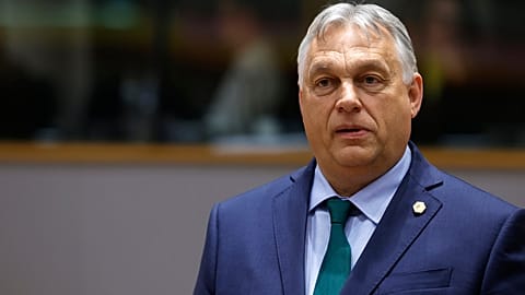 Hungary's Prime Minister Viktor Orban waits for the start of a round table meeting at an EU summit in Brussels, Monday, June 17, 2024. 