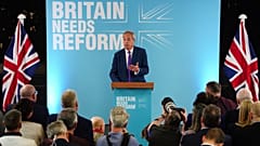 Britain's Reform UK leader Nigel Farage launches 'Our Contract with You', in Merthyr Tydfil, Wales.