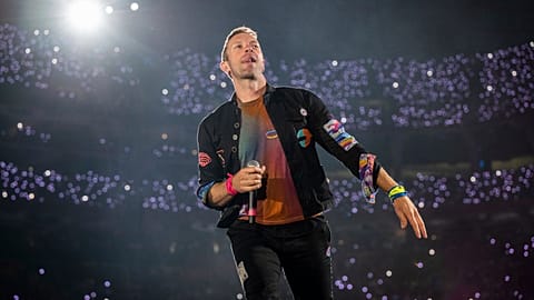Coldplay to release new album on vinyl made from recycled plastic bottles. Pictured: Chris Martin of Coldplay during the Music Of The Spheres World Tour - June 2022