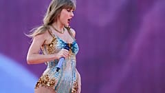 Singer Taylor Swift performs on stage during her Eras Tour at the Murrayfield Stadium in Edinburgh, Friday June 7, 2024. (Jane Barlow/PA via AP)