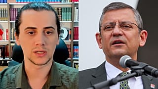 Diamond Tema (solda) ve Özgür Özel (Görüntüler Tema'nın YouTube kanalı ve Özel'in X hesabından alınmıştır)