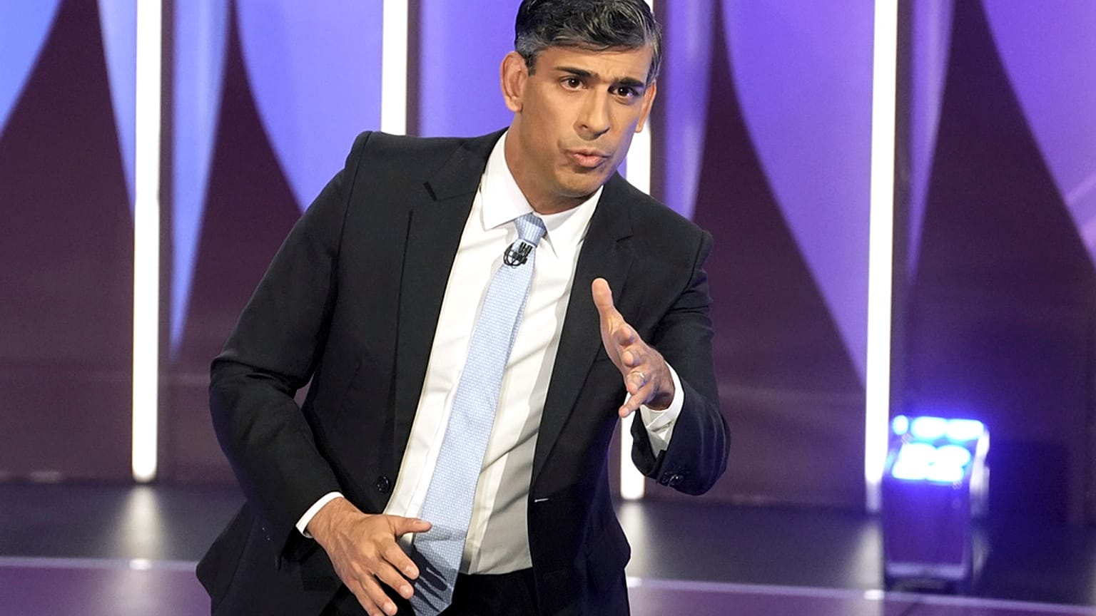 Primeiro-ministro do Reino Unido, Rishi Sunak, no programa da BBC