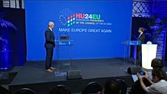 Presentación del logo de la presidencia húngara del Consejo de la UE.