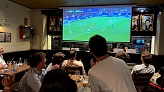 French citizens living in Madrid enjoying the national game for EuroCup 2024