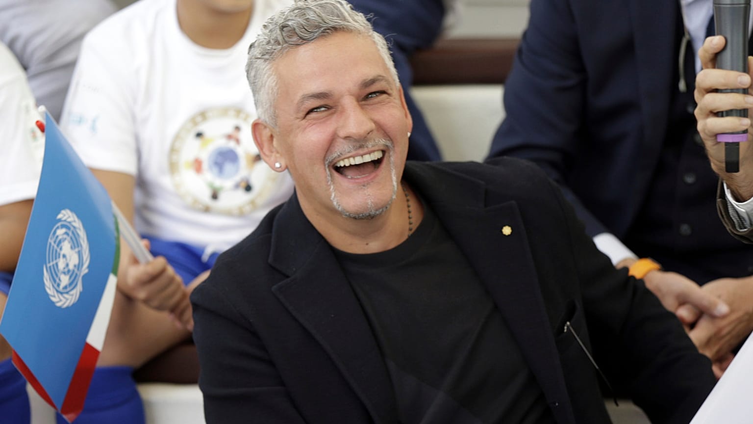 Roberto Baggio a un evento all'Expo 2015 in occasione della Giornata Mondiale dell'Alimentazione dell'ONU. Milano, venerdì 16 ottobre 2015.