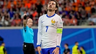 Antoine Griezmann of France reacts during a Group D match between the Netherlands and France at the Euro 2024 soccer tournament in Leipzig, Germany, Friday, June 21, 2024