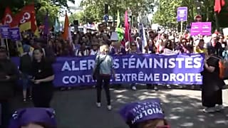 Marchas feministas contra la extrema derecha en Francia.