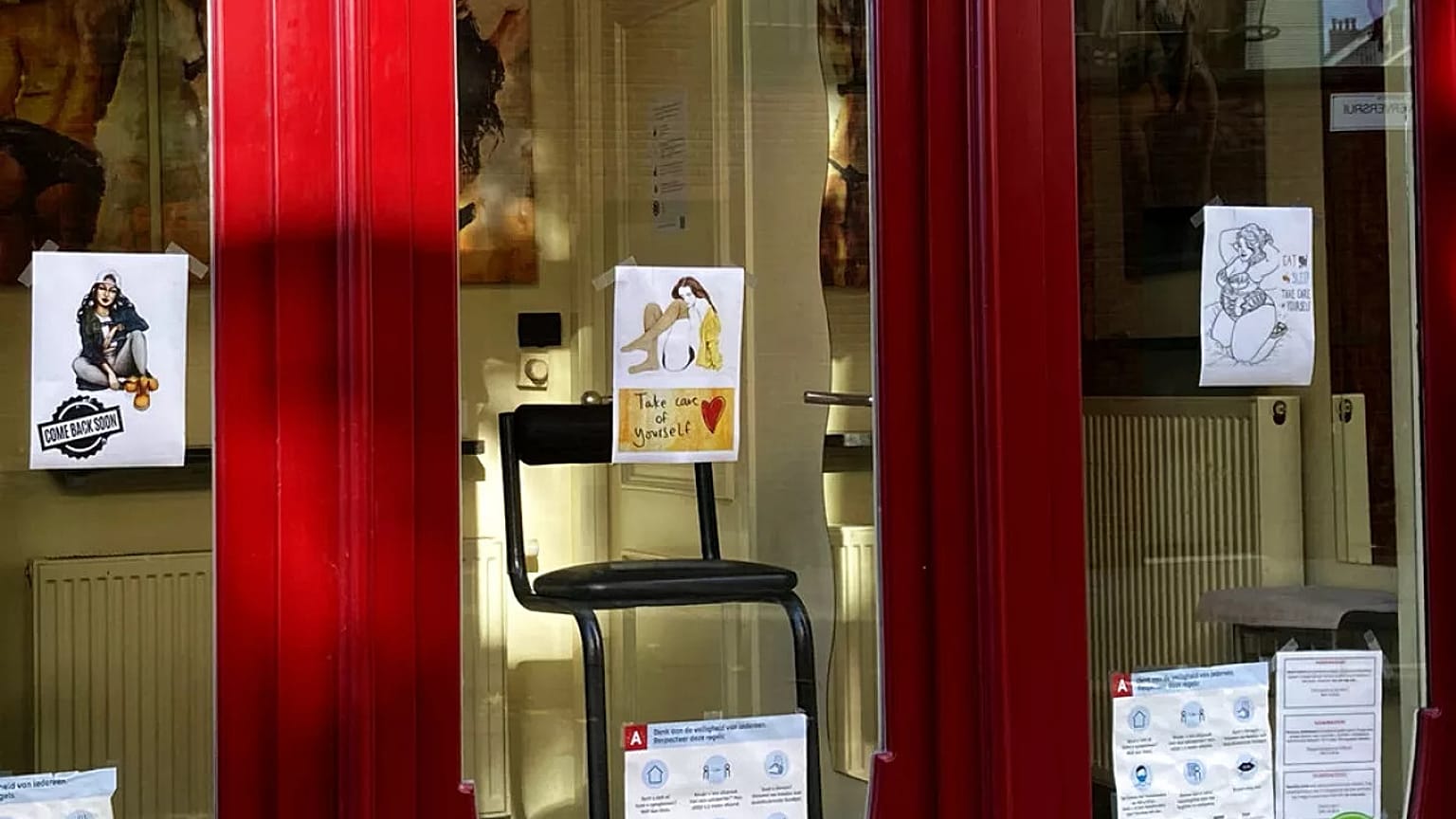 A chair inside of a sex-workers booth stands empty in Antwerp, 3 November 2020AP Photo/Virginia Mayo