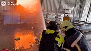  Firefighters working to extinguish the blaze