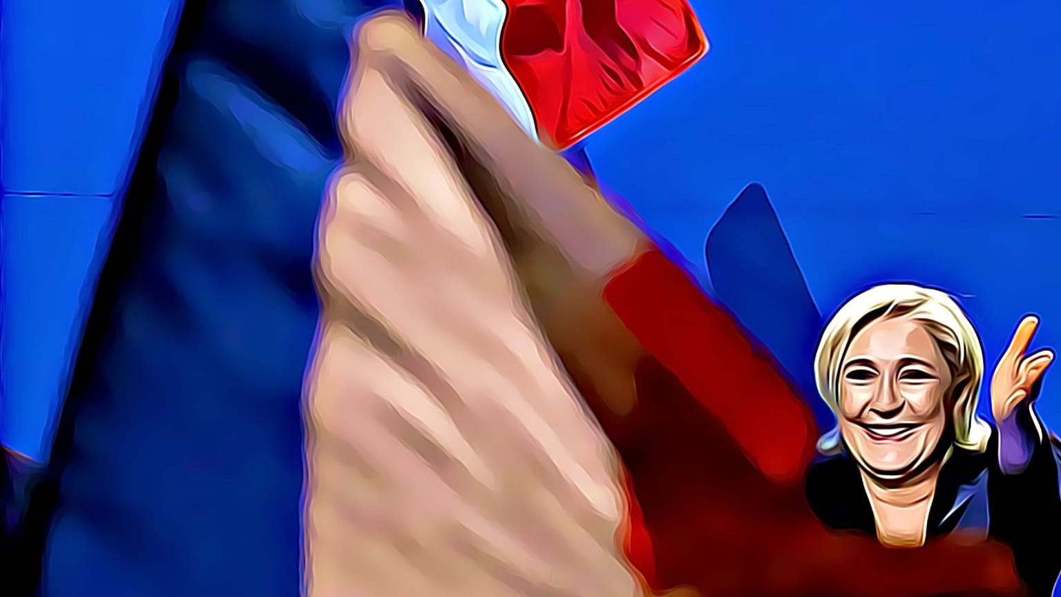 Marine Le Pen a támogatóival Villepinte-ben, 2017-ben