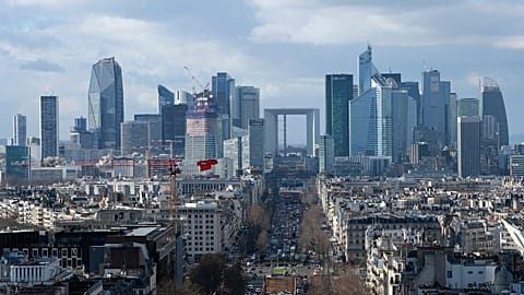  La Defense business district seen from the top of the Arc de Triomphe