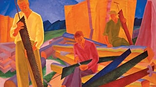 Oleksandr Bohomazov, "Ακονίζοντας τα πριόνια", 1927. Λάδι σε καμβά, 138 x 155 εκ. 