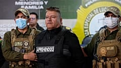Bolivian police hold the detained Juan Jose Zuniga, former general commander of the Army, in La Paz, Bolivia, Wednesday, June 26, 2024.