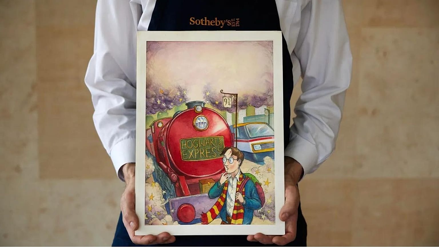 A capa original de Harry Potter e a Pedra Filosofal em aquarela