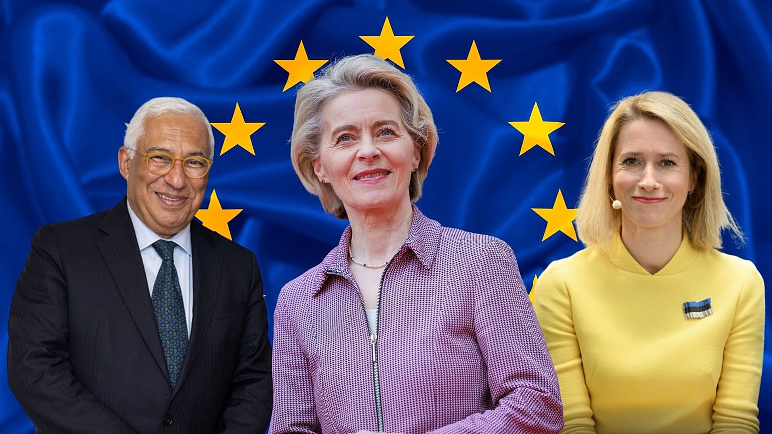 Οι Ursula von der Leyen (κέντρο), António Costa (αριστερά) και Kaja Kallas (δεξιά) επιλέχθηκαν για τις κορυφαίες θέσεις εργασίας στην ΕΕ.