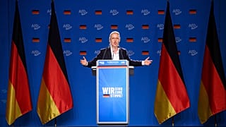 Alice Weidel, Federal Chairwoman of the AfD, speaks at the AfD's national party conference in Essen, Germany, Saturday June 29, 2024. (Bernd von Jutrczenka/dpa via AP)