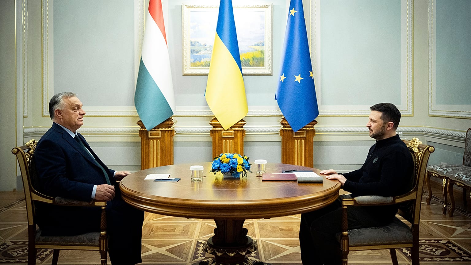Ukrainian President Volodymyr Zelenskyy and Hungarian Prime Minister Viktor Orban hold a meeting in Kyiv, 2 July 2024