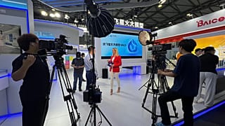 Vincent Zhan, Vice President of Consumer Business Group, iFLYTEK talks to Euornews' Angela Barnes at MWC in Shanghai, China