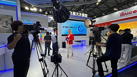 Vincent Zhan, Vice President of Consumer Business Group, iFLYTEK talks to Euornews' Angela Barnes at MWC in Shanghai, China