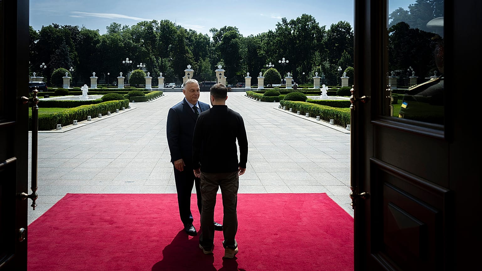 Ukrainian President Volodymyr Zelenskyy welcomes Hungarian Prime Minister Viktor Orban in Kyiv, 2 July 2024