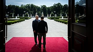 Ukrainian President Volodymyr Zelenskyy welcomes Hungarian Prime Minister Viktor Orban in Kyiv, 2 July 2024