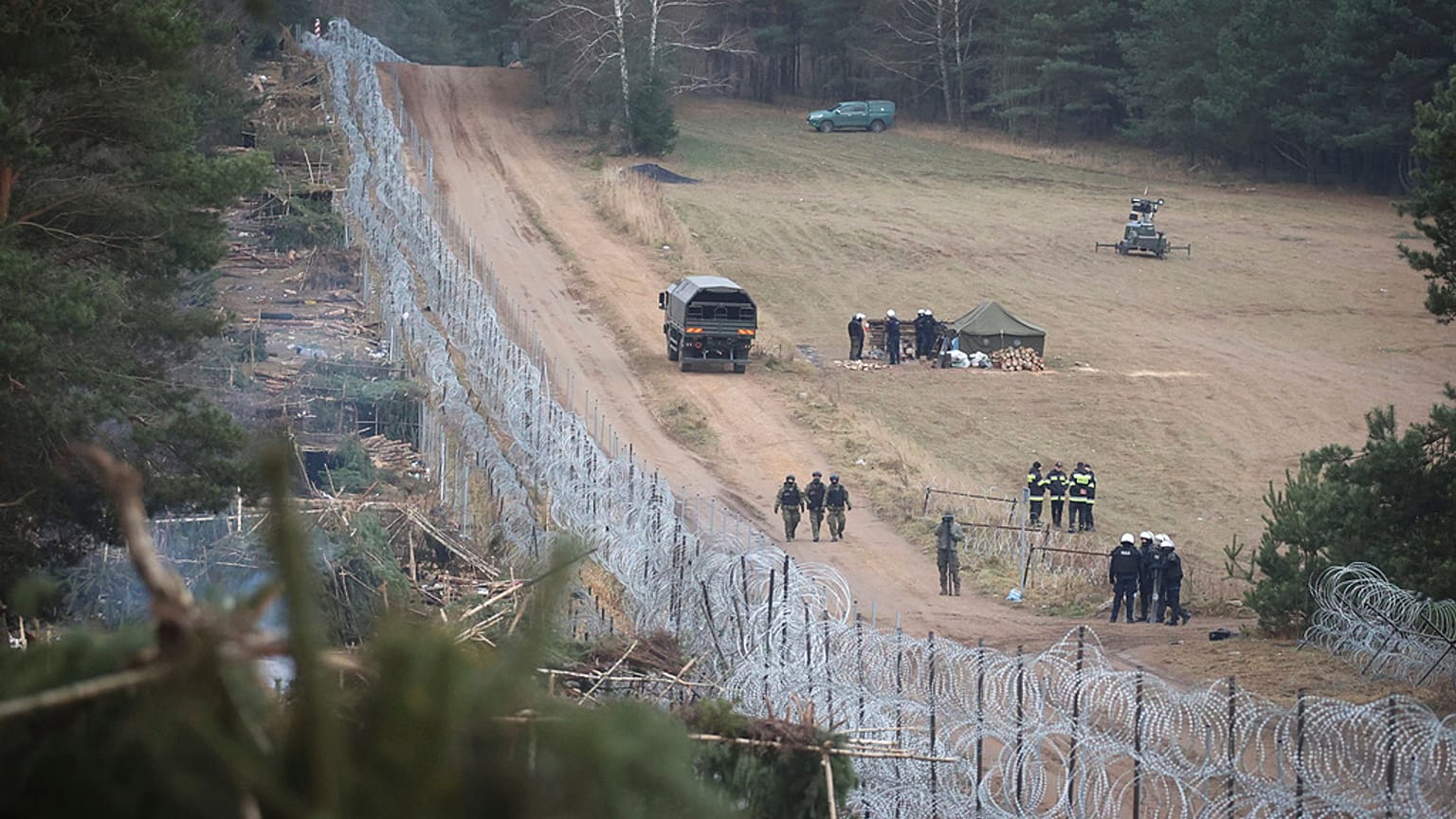 Una foto aérea de la frontera polaco-bielorrusa