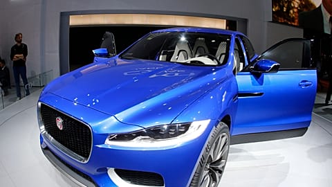 A Jaguar C-X 17 is presented during the first press day of the 65th Frankfurt Auto Show in Frankfurt, Germany, Tuesday, Sept. 10, 2013. More than 1,000 exhibitors will show th