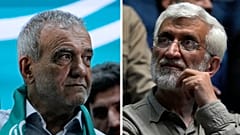 Solda, reformist milletvekili ve eski Sağlık Bakanı Mesud Pezeşkiyan ve sertlik yanlısı eski üst düzey nükleer müzakereci Said Celili, Tahran'daki kampanyaları sırasında