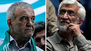 صورة تجمع المرشحين للرئاسة في إيران سعيد جليلي ومسعود بزشكيان