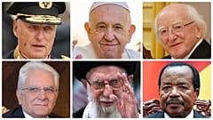 V. Harald norvég király, Ferenc pápa, Michael D. Higgins ír elnök, Sergio Mattarella olasz elnök, Ali Hámenei iráni legfelsőbb vezető és Paul Biya kameruni elnök