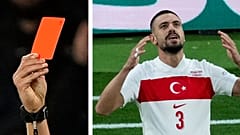 England's Jude Bellingham, left, and. Merih Demiral, Turkey, right